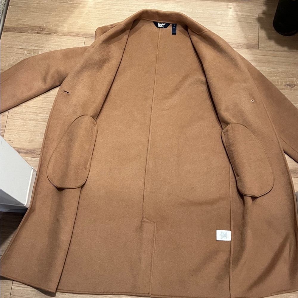 Lands’ End Wool Blend Overcoat - Camel - Size - Large - Picture 13 of 16